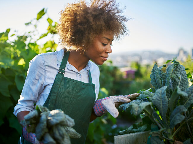A woman tending to her garden