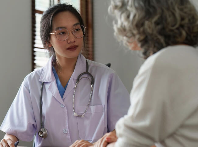 woman talking with a health professional