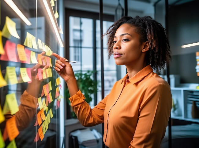 A black woman setting goals